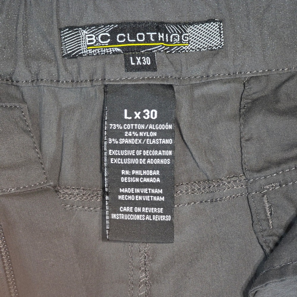BC Clothing Mens Convertible Cargo Pants Gray Zip Off Hiking Shorts L 30 Stretch - Picture 15 of 16